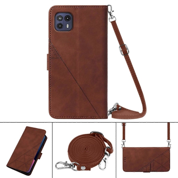 För Motorola Moto G50 5G Crossbody 3D Präglat Flip Läder Telefonfodral