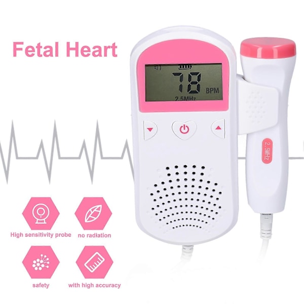 Fetal Doppler för hemmabruk, Prenatal Hjärtmonitor med LCD-display, Fosterljudsmätare, Daglig vårdprodukt för gravida kvinnor