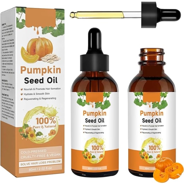 2 Pieces Pumpkin Seed Oil for Hair 60ml Pumpkin Seed Oil for Hair Growth 100% Pure