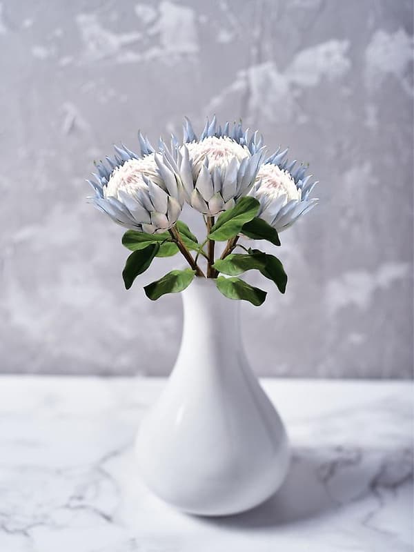 Blå Empress Blomma Sammet Konstgjord Protea för Heminredning