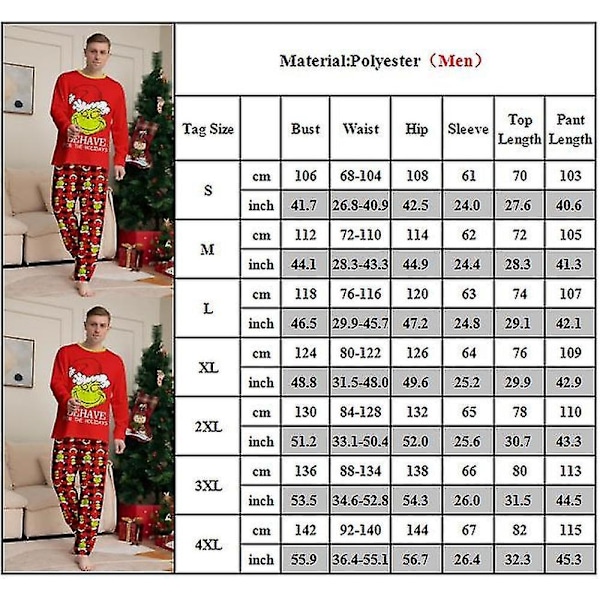 Julgrinch Tryckta Familjematchande Pyjamas Sovkläder Jul Vuxna Barn Spädbarn Nattkläder Pyjamas Pjs Set Daddy 4XL