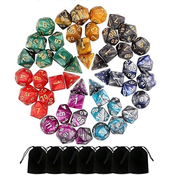 49 st Dubbelfärgade Mångsidiga Tärningar För Dungeons And Dragons Bordsspel 240946 Multicolor