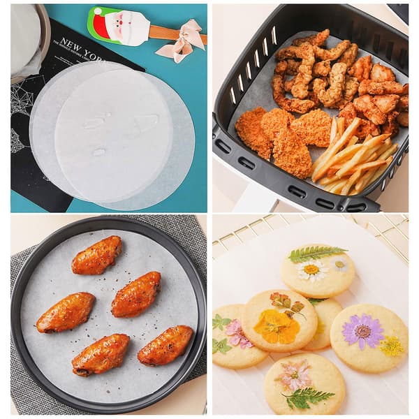 Runt Bakplåtspapper För Airfryer, 18cm, 100 Ark, Non-stick Silikonoljepapper white