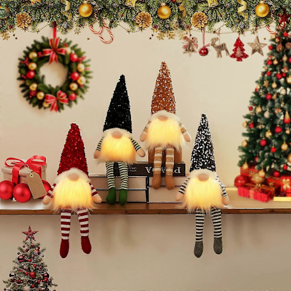 2024 Dekorationer LED Tomte Paljetter Ansiktslös Docka Nattlampa för Hem Semester Jul Ornament Gåva Navidad Nyår C 30cm