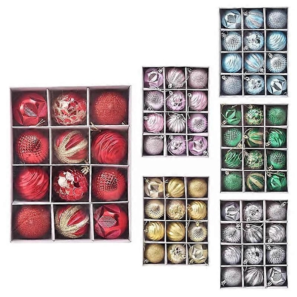 12 st Bollar Träddekoration Hemdekoration Gott Nytt År Navidad Hänge Boll Tillbehör Red 6cm