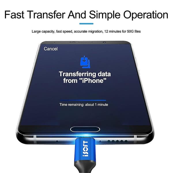 ISOFT IS-003B Datakabel for overføring av data, Lightning til Micro-USB, kabel for datakopiering