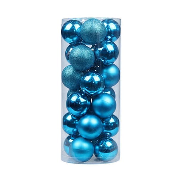 24 st Julkulor Plast Vackert Dekorerad Julgran Lake Blue 4cm