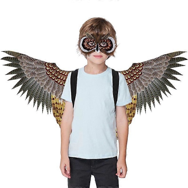 Ugglevingar Mask Fin Chic Säker Utklädningsrekvisita Leksak för Barn Scenföreställning Rekvisita Djur Uggla Kostymset (FMY)