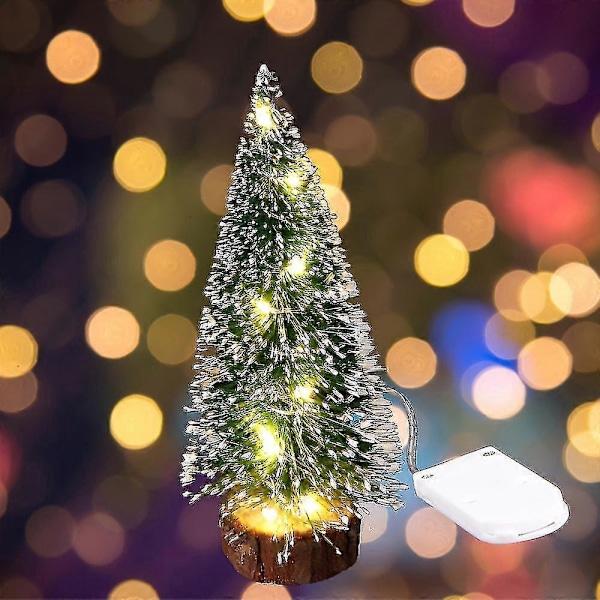 Mini Cederträ Julgran Med LED-lampor Fest Litet Tallträd Hem Juldekor Gåva Warm Light