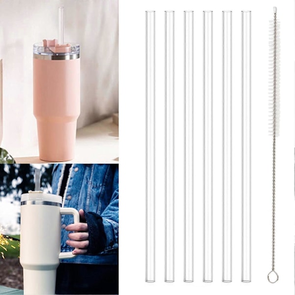 1 Set Ersättningssugrör med rengöringsborste Återanvändbar Transparent Plast 20/30/40 OZ Adventure Travel Tumbler Sugrör Kopp Tillbehör KAESI Clear