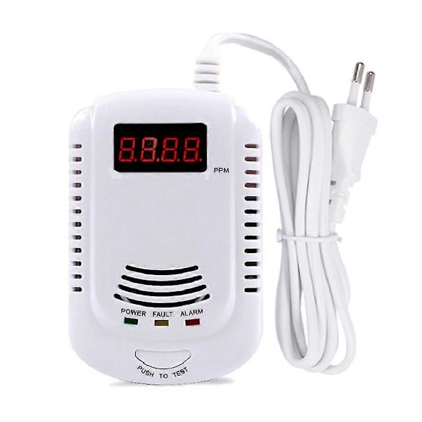 Läcksökare Analysator Kolmonoxid Sensor LCD Digital Display Naturlig 2 i 1 Larm System,EU White
