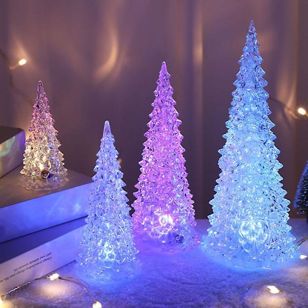 27CM Ljusupplyst Julgran Färgglad Belysning Batteridriven Semester Heminredning Akryl LED Clear 27cm