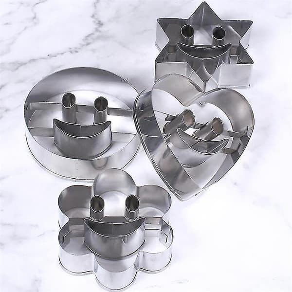 4 Deler Smiley Rustfritt Stål Kakeform Kjeksmug Fondant Kakeform Baking