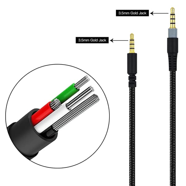For HyperX Cloud for Alpha Gaming Hodetelefonkabel Nylonflettet Erstatningskabel
