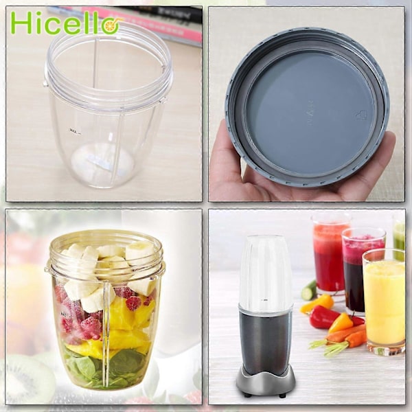 Set med 2 53 cl-muggar med ersättningslock för Nutribullet 600 W/900W blender