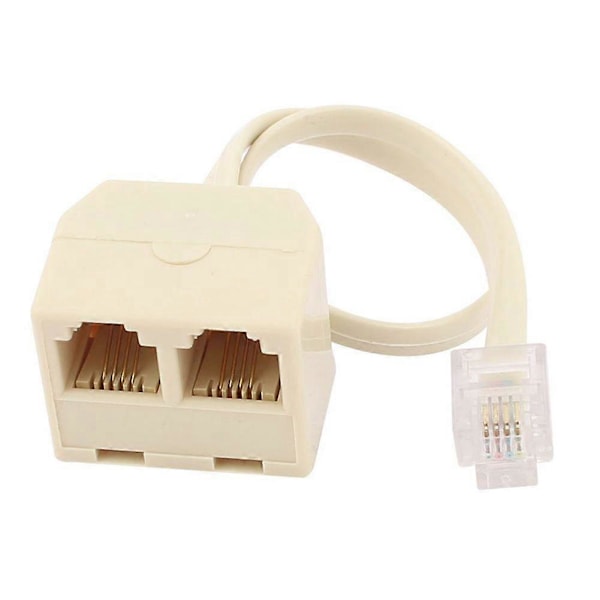 RJ11 6P4C Han till Hona 2-vägs Uttag Telefonjack Linjedelare Adapter