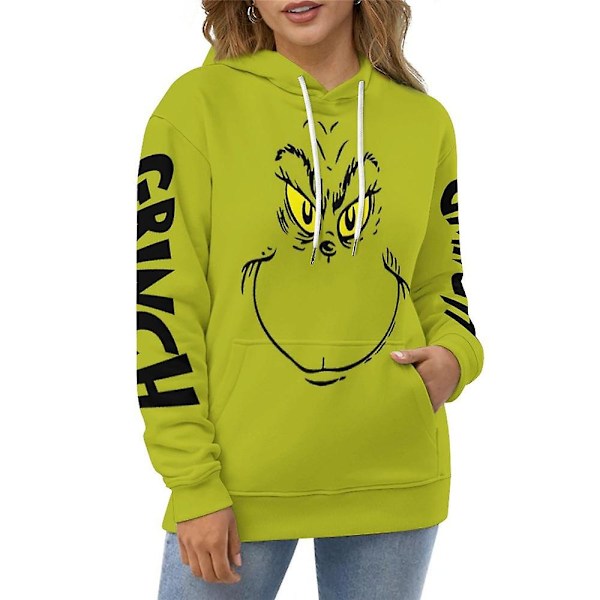 Julgrinch 3D-tryckt Hoodie för Män och Kvinnor, Huvad Tröja, Grön Monster Pullover, Casual Topp, Present 3XL