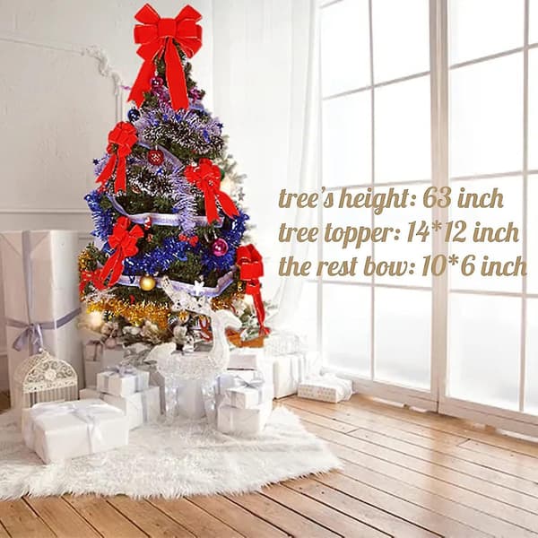 LED Røde Sløyfer Julepynt Stor Kablet Fløyelssløyfe med LED-lys for Kranser Utendørs, Tre 1-pack (12*14 inch)