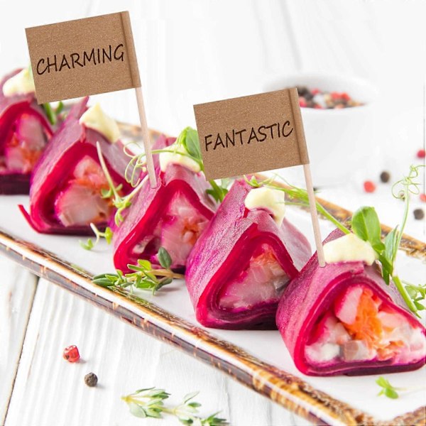 100 st Blanka Tandpetarflaggor Kraftpapper Flagg Tandpetare Fruktpinnar (FMY)