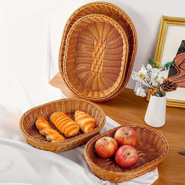 Handvävd fruktkorg för förvaring av snacks, bröd och grönsaker 30x20x6,5 cm