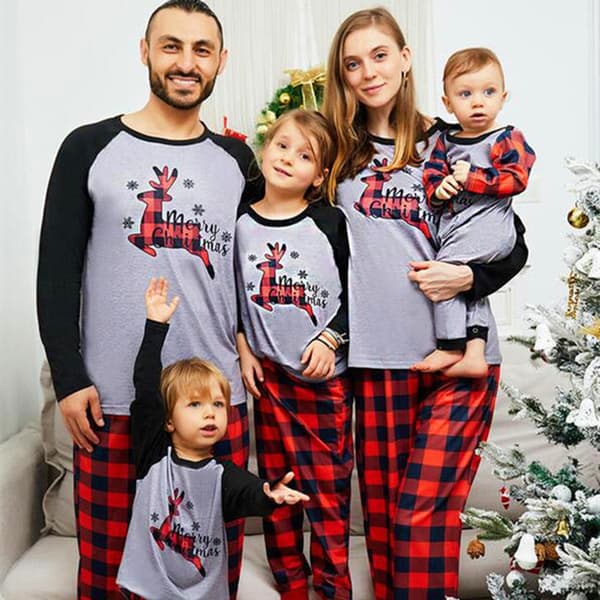 Jule-forældre-barn-sæt, familiesæt, jule-ternet forældre-barn-pyjamassæt 0900 Daddy S