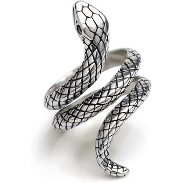 925 Sterlingsilver Ringar Justerbara, Vintage Mode Punk Stil Personlighet Ormformad Ring Unisex f54