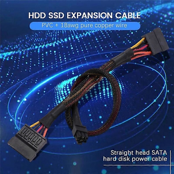 Mini 6Pin till 15Pin X2 SATA Strömkabel för DELL Vostro 3650 3653 3655 Stationär Dator HDD SSD