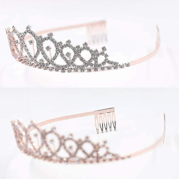 Födelsedagsdrottning Skärp & Strass Tiara - Roséguld Födelsedagspresenter Glitter Födelsedag Skärp Födelsedagsfest Favörer
