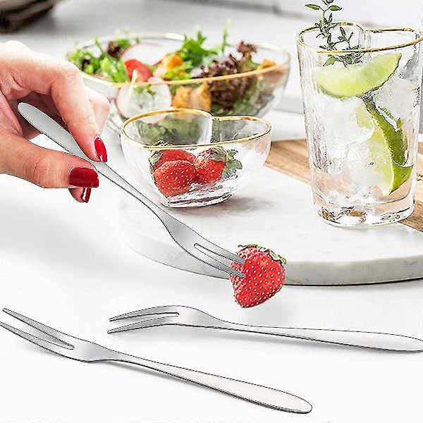 12 st Dessertgafflar, 5,1 tum rostfritt stål Mini Sallad Fruktgaffel Smakgafflar Gaffel silver