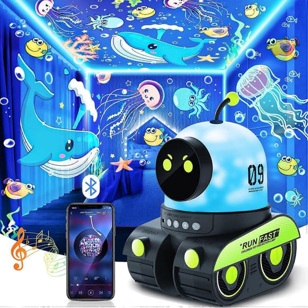 Sensoriske lys for autisme Barn Nattlys Projektor, 12 Filmer+Bluetooth Musikk
