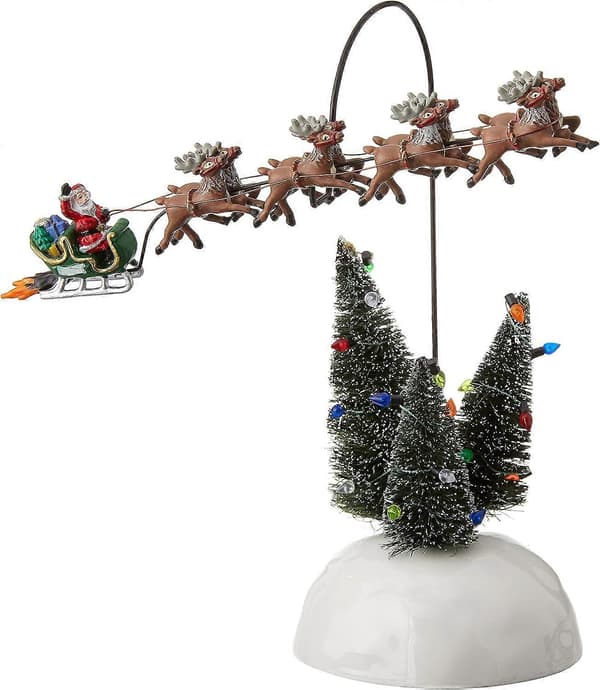 Julsemesterby Animerad Flammande Släde Tillbehör Figurin