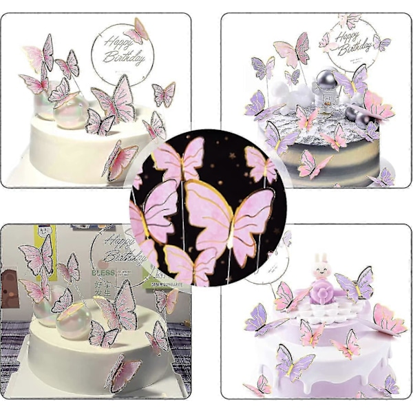 21 st Fjärilar Tårtdekoration, Tredimensionella Fjärilar Dekoration Tårta Cupcake Toppers Födelsedag Flickor (FMY)