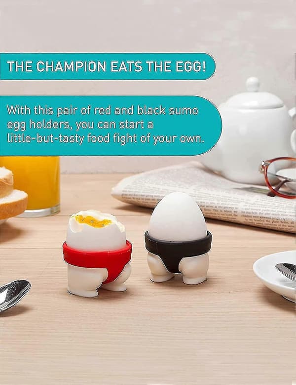 Sumo Egg Cup, Eggkoppsett for barn, Morsomme påskeeggkopper, 5,5 cm, Plast og silikon