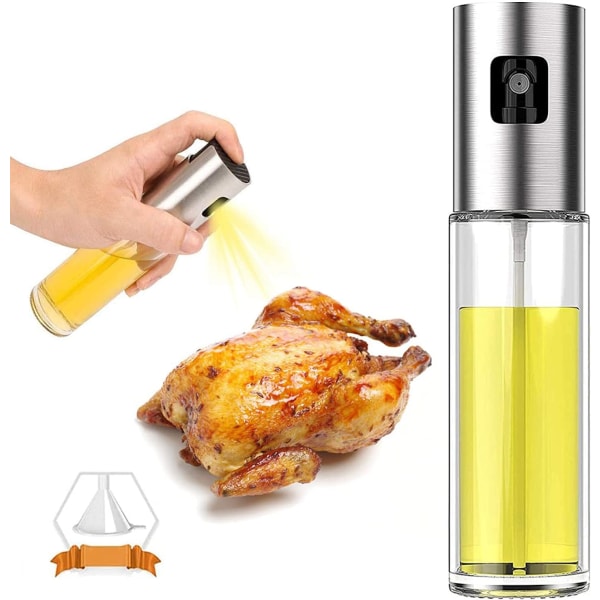 Oljesprayflaska, 100 ml oljespray mångsidigt glas, olivolja sprayer Mister, olivolja spray för matlagning, sallad, BBQ, köksbakning, rostning