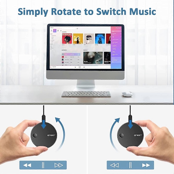 USB Volymkontrollknapp EMEET USB Multimediakontrollknapp med Ett-klicks Ljudavstängningsfunktion och Musikväxling Multimediakontroll
