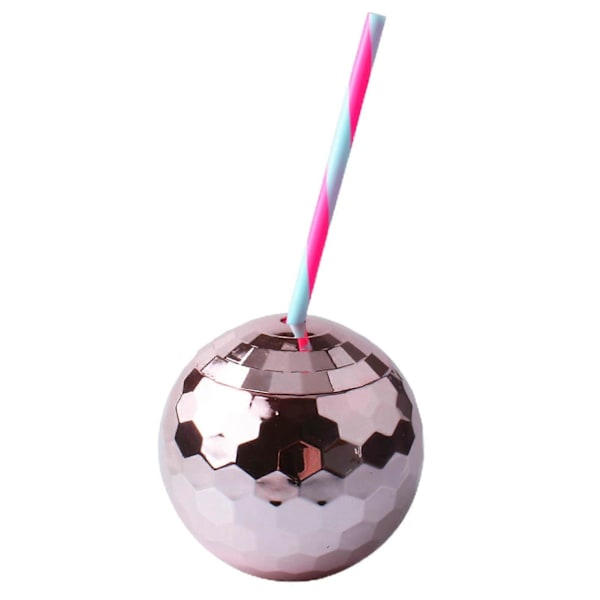 600ML Vinbollskopp med Lock Refraktion Delikat Retro Disco Design Dricksglas Festtillbehör Rose Gold
