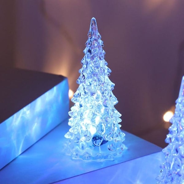 27CM Ljusupplyst Julgran Färgglad Belysning Batteridriven Semester Heminredning Akryl LED Clear 27cm