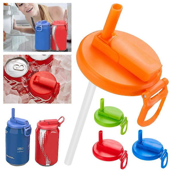 Sugrör Soda Burk Lock Livsmedelsgodkänd Återanvändbart Dryckesburkslock med Sugrör för Soda/Öl/Juicer Green