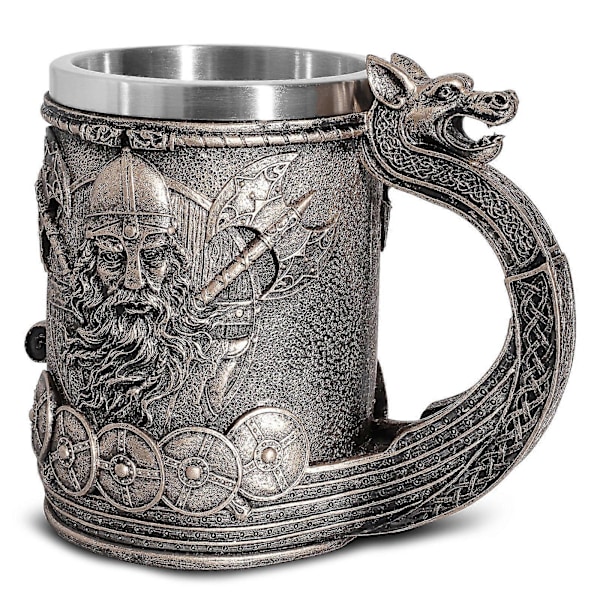 Viking Pirat Ölmugg Stor Vattenmugg Rostfri Stålmugg Harts Hantverk