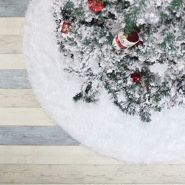 Fuskpäls Julgransmatta Basöverdrag Vit Plysch Julgransmatta (Vit, 78cm, 30 tum)