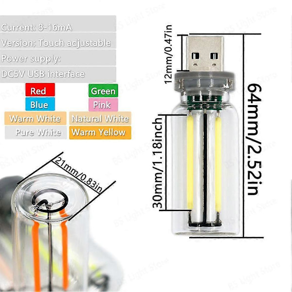 Bärbar USB Plug-in LED Mini Nattlampa Bil Atmosfär Ljus Mobila Lampor A