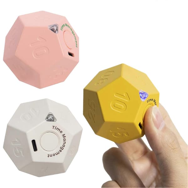 Multi Cube Timer Bærbar 1/3/5/10/15/20/25/30/45/60/90 Minutter Innstilling Roterende Timer Vibrasjon Påminnelse Moduser Studer Kokk Trening Klokke Pink
