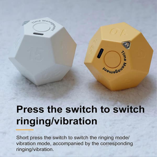 Multi Cube Timer Bærbar 1/3/5/10/15/20/25/30/45/60/90 Minutter Innstilling Roterende Timer Vibrasjon Påminnelse Moduser Studer Kokk Trening Klokke Milky White