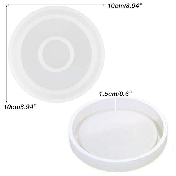 3-pack Stor DIY Rund Underlägg Silikonform, Diameter 10 cm, Gjutformar för Resin (haoyi)