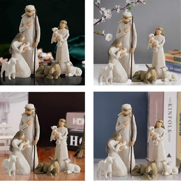 Julkrubba Staty Julkrubba Set Julkrubba Staty Lilla Jesus Krubba Miniatyr Kyrka