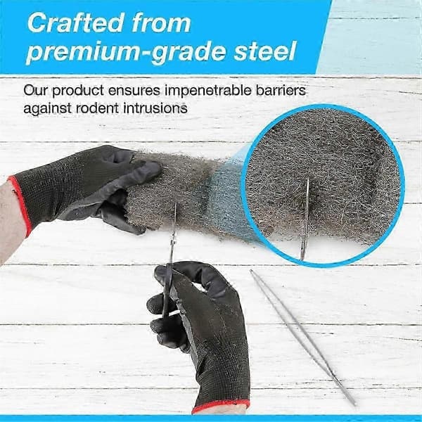 Stålull Musebeskyttelse Hull og Fyllstoff, 3-pakning, 8,4 cm X 3 m, Stålull Musekontroll DIY Kit Fyll