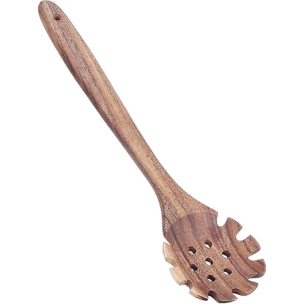 Träslev för hushållsbruk, köksredskap i teak, naturlig träslev, nudelsil, slitsad stekspade, spaghettislev, köksredskap