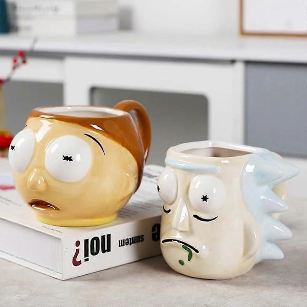 400ml 500ml Rick and Morti Muggar Keramisk Mugg Kaffe Mjölk Kopp Kontorsmugg Keramiskt Vatten Stor Kapacitet 3D Hem Kök Dryckesartiklar Hög Kvalitet Morty(300-400ml) 400ml-500ml