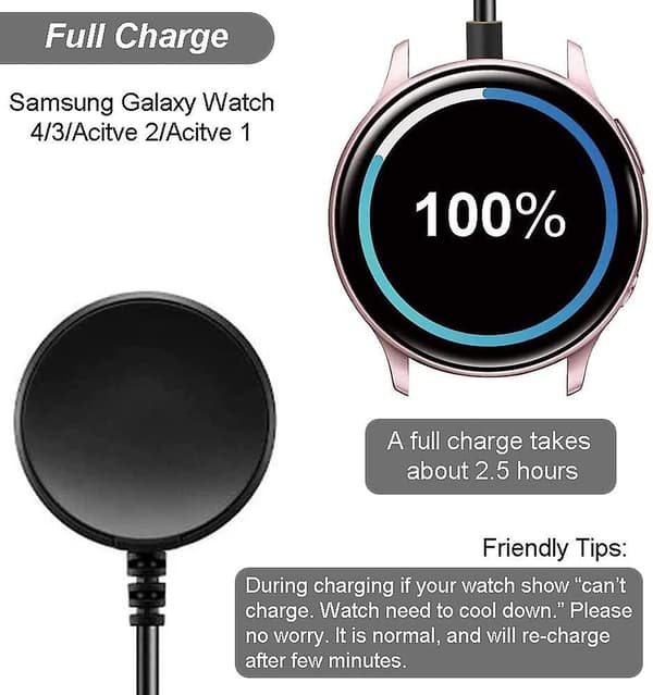 Lader for Samsung Galaxy Watch 4/3 Active 2 Senioroy Ladedock, svart
