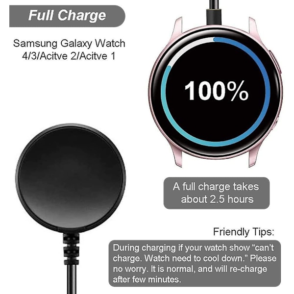 Oplader til Samsung Galaxy Watch 4/3 Active 2 Senioroy Ladestation, sort